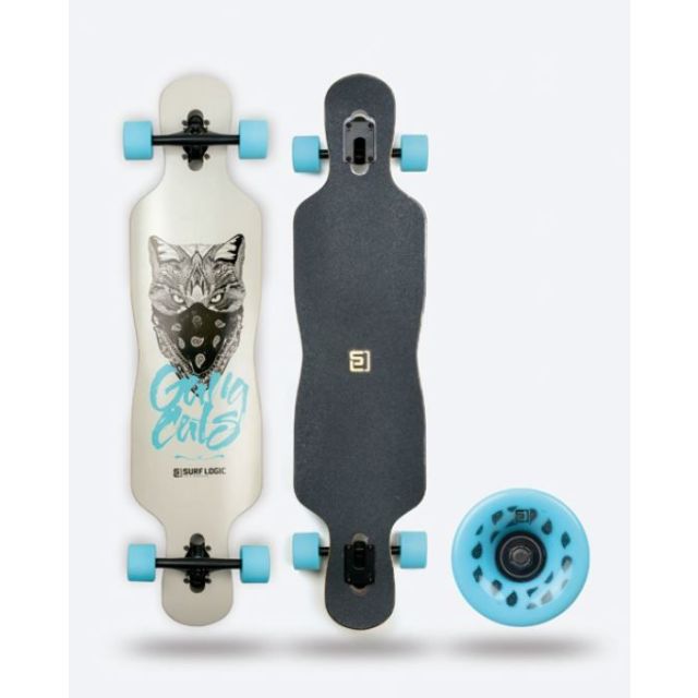 Surf Logic Longboard 105 cm Blau Weiss Skateboard