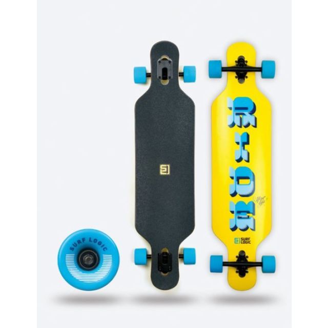 Surf Logic Longboard 104cm Gelb Blau Skateboard